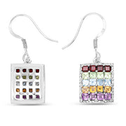 Bids.com 4.32 Carat Genuine Multi Stones .925 Sterling Silver Earrings Earrings White Smoke