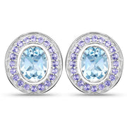Bids.com 6.30 Carat Genuine Blue Topaz and Tanzanite .925 Sterling Silver Earrings Earrings White Smoke Default Title