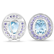 Bids.com 6.30 Carat Genuine Blue Topaz and Tanzanite .925 Sterling Silver Earrings Earrings White Smoke