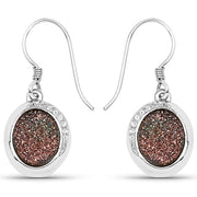 Bids.com 4.72 Carat Genuine Copper Bloom Drusy and White Topaz .925 Sterling Silver Earrings Earrings White Smoke Default Title