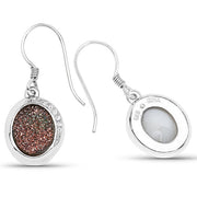 Bids.com 4.72 Carat Genuine Copper Bloom Drusy and White Topaz .925 Sterling Silver Earrings Earrings White Smoke