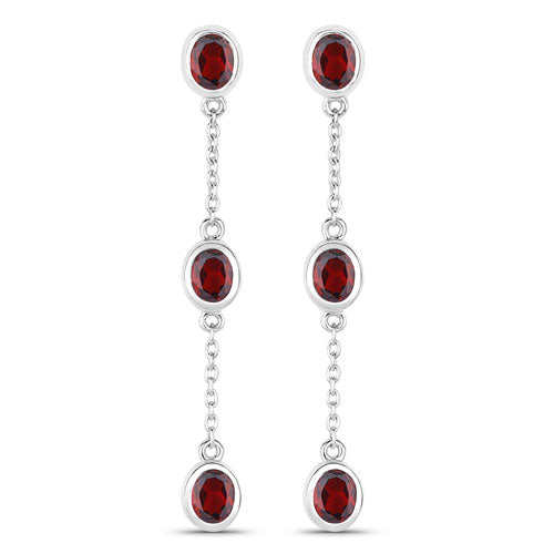 Bids.com 2.70 Carat Genuine Garnet .925 Sterling Silver Earrings Earrings White Smoke Default Title