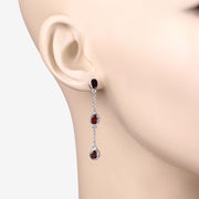 Bids.com 2.70 Carat Genuine Garnet .925 Sterling Silver Earrings Earrings Antique White