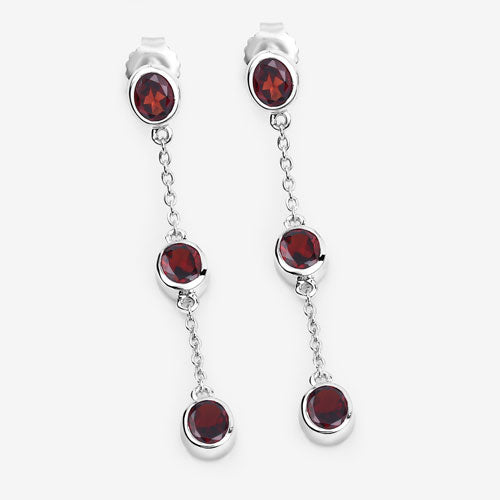 Bids.com 2.70 Carat Genuine Garnet .925 Sterling Silver Earrings Earrings White Smoke