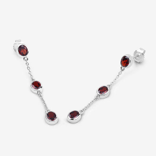Bids.com 2.70 Carat Genuine Garnet .925 Sterling Silver Earrings Earrings White Smoke