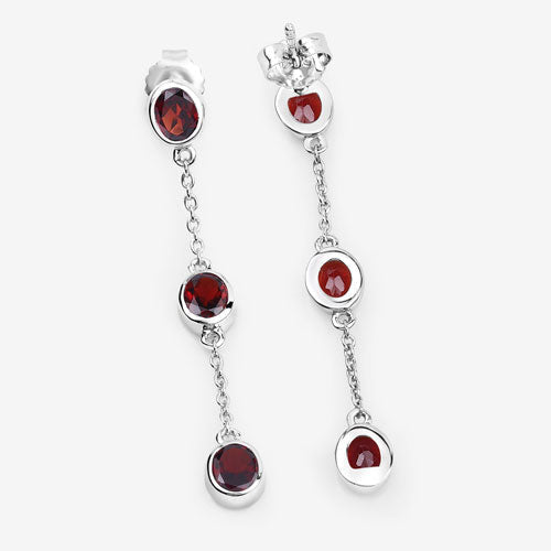 Bids.com 2.70 Carat Genuine Garnet .925 Sterling Silver Earrings Earrings White Smoke