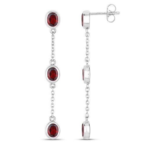 Bids.com 2.70 Carat Genuine Garnet .925 Sterling Silver Earrings Earrings White Smoke