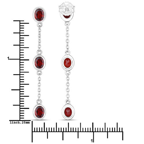 Bids.com 2.70 Carat Genuine Garnet .925 Sterling Silver Earrings Earrings White Smoke