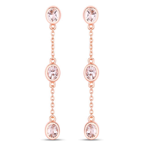Bids.com 1.62 Carat Genuine Morganite .925 Sterling Silver Earrings Earrings White Smoke Default Title