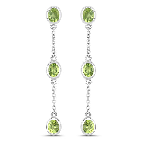 Bids.com 2.10 Carat Genuine Peridot .925 Sterling Silver Earrings Earrings White Smoke Default Title
