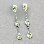 Bids.com 2.10 Carat Genuine Peridot .925 Sterling Silver Earrings Earrings Gray