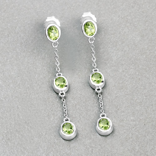 Bids.com 2.10 Carat Genuine Peridot .925 Sterling Silver Earrings Earrings Gray