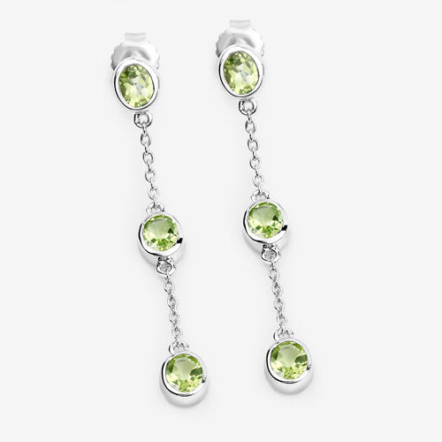Bids.com 2.10 Carat Genuine Peridot .925 Sterling Silver Earrings Earrings White Smoke