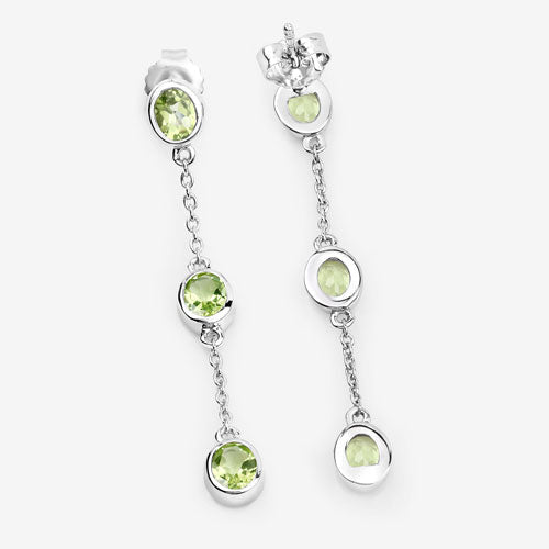 Bids.com 2.10 Carat Genuine Peridot .925 Sterling Silver Earrings Earrings White Smoke