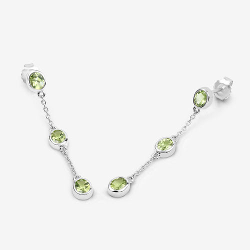 Bids.com 2.10 Carat Genuine Peridot .925 Sterling Silver Earrings Earrings White Smoke