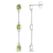 Bids.com 2.10 Carat Genuine Peridot .925 Sterling Silver Earrings Earrings White Smoke