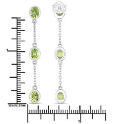 Bids.com 2.10 Carat Genuine Peridot .925 Sterling Silver Earrings Earrings White Smoke