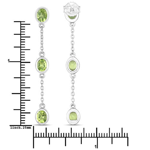 Bids.com 2.10 Carat Genuine Peridot .925 Sterling Silver Earrings Earrings White Smoke