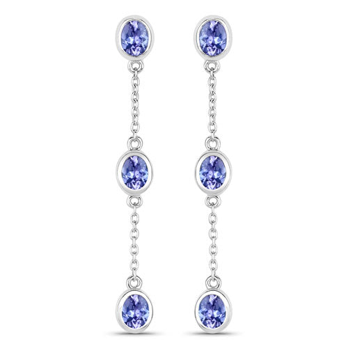 Bids.com 1.98 Carat Genuine Tanzanite .925 Sterling Silver Earrings Earrings White Smoke Default Title