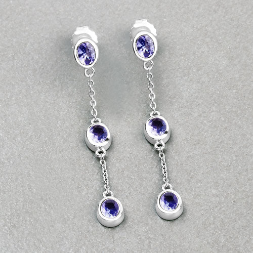 Bids.com 1.98 Carat Genuine Tanzanite .925 Sterling Silver Earrings Earrings Gray