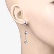 Bids.com 1.98 Carat Genuine Tanzanite .925 Sterling Silver Earrings Earrings Antique White