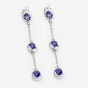 Bids.com 1.98 Carat Genuine Tanzanite .925 Sterling Silver Earrings Earrings White Smoke