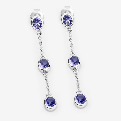 Bids.com 1.98 Carat Genuine Tanzanite .925 Sterling Silver Earrings Earrings White Smoke
