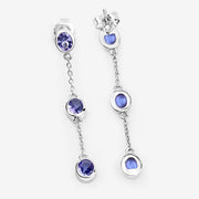 Bids.com 1.98 Carat Genuine Tanzanite .925 Sterling Silver Earrings Earrings White Smoke