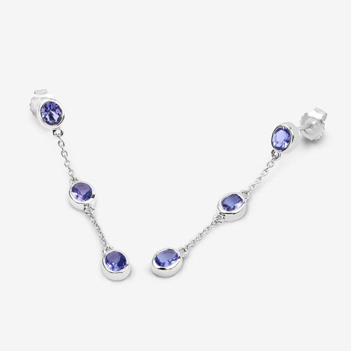 Bids.com 1.98 Carat Genuine Tanzanite .925 Sterling Silver Earrings Earrings White Smoke