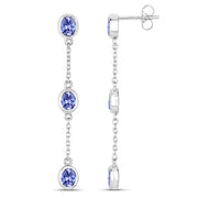 Bids.com 1.98 Carat Genuine Tanzanite .925 Sterling Silver Earrings Earrings White Smoke