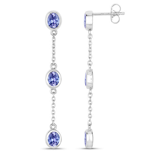 Bids.com 1.98 Carat Genuine Tanzanite .925 Sterling Silver Earrings Earrings White Smoke