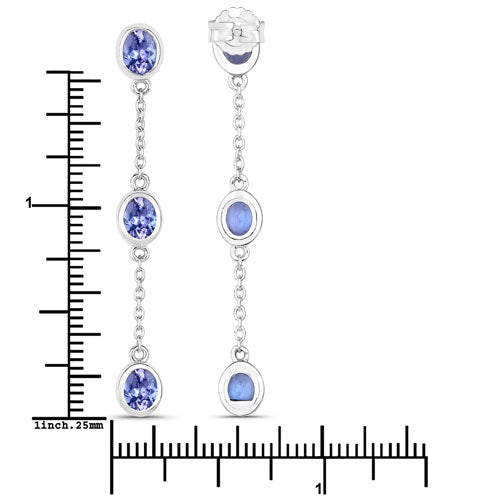 Bids.com 1.98 Carat Genuine Tanzanite .925 Sterling Silver Earrings Earrings White Smoke