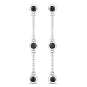 Bids.com 0.66 Carat Genuine Blue Sapphire .925 Sterling Silver Earrings Earrings White Smoke Default Title
