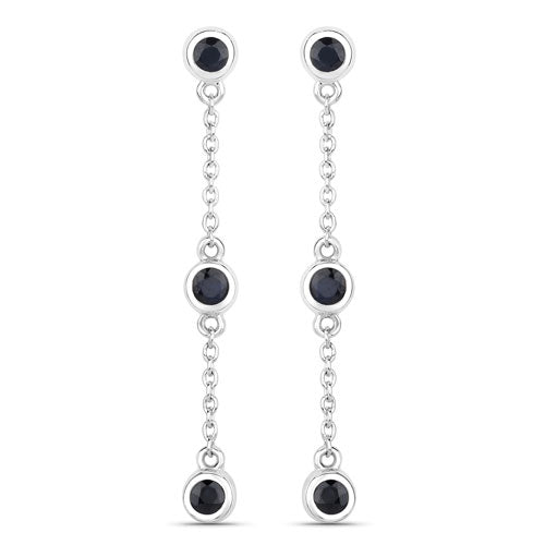 Bids.com 0.66 Carat Genuine Blue Sapphire .925 Sterling Silver Earrings Earrings White Smoke Default Title