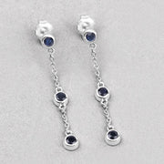 Bids.com 0.66 Carat Genuine Blue Sapphire .925 Sterling Silver Earrings Earrings Light Gray