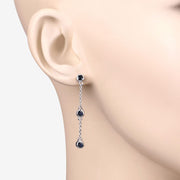 Bids.com 0.66 Carat Genuine Blue Sapphire .925 Sterling Silver Earrings Earrings Bisque