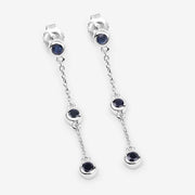 Bids.com 0.66 Carat Genuine Blue Sapphire .925 Sterling Silver Earrings Earrings White Smoke
