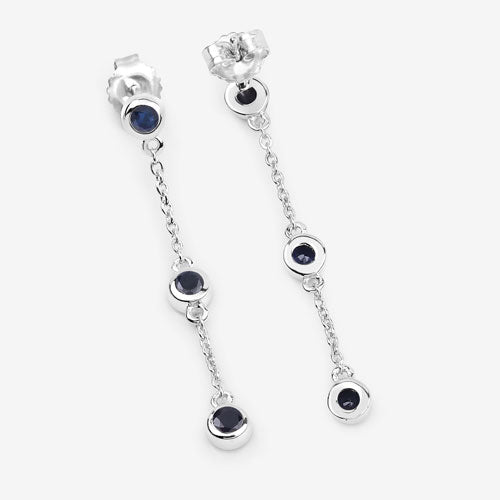 Bids.com 0.66 Carat Genuine Blue Sapphire .925 Sterling Silver Earrings Earrings White Smoke