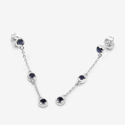 Bids.com 0.66 Carat Genuine Blue Sapphire .925 Sterling Silver Earrings Earrings White Smoke