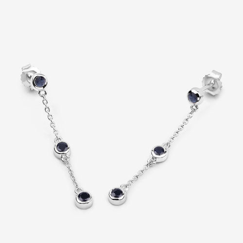 Bids.com 0.66 Carat Genuine Blue Sapphire .925 Sterling Silver Earrings Earrings White Smoke