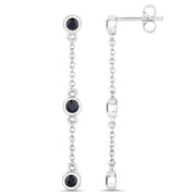 Bids.com 0.66 Carat Genuine Blue Sapphire .925 Sterling Silver Earrings Earrings White Smoke