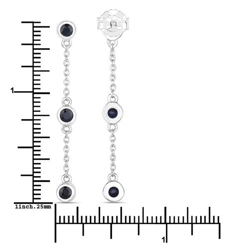 Bids.com 0.66 Carat Genuine Blue Sapphire .925 Sterling Silver Earrings Earrings White Smoke
