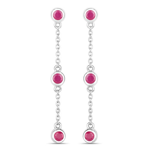Bids.com 0.78 Carat Genuine Ruby .925 Sterling Silver Earrings Earrings White Smoke Default Title