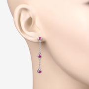 Bids.com 0.78 Carat Genuine Ruby .925 Sterling Silver Earrings Earrings Bisque