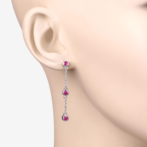 Bids.com 0.78 Carat Genuine Ruby .925 Sterling Silver Earrings Earrings Bisque