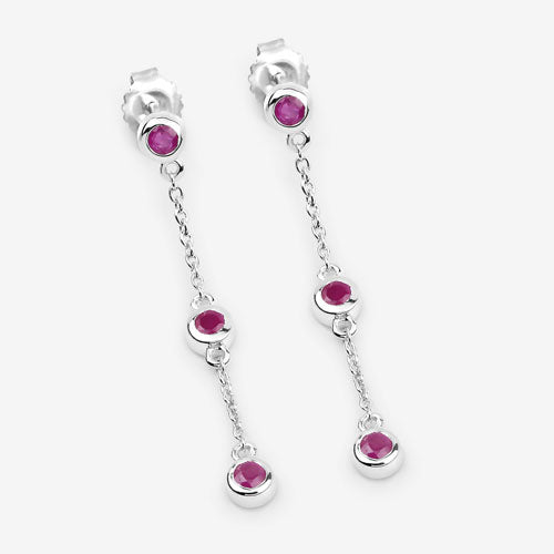 Bids.com 0.78 Carat Genuine Ruby .925 Sterling Silver Earrings Earrings White Smoke