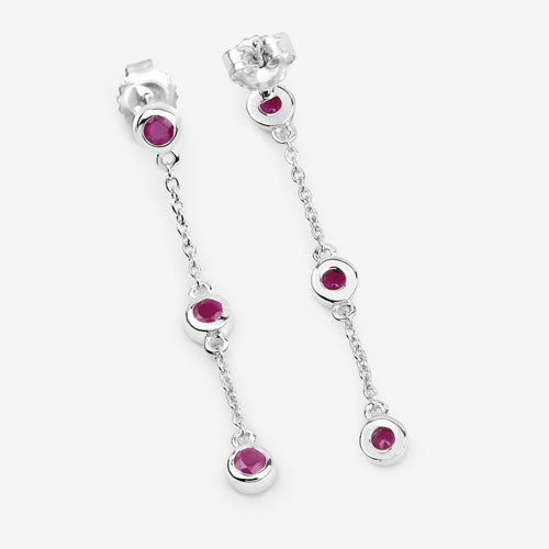 Bids.com 0.78 Carat Genuine Ruby .925 Sterling Silver Earrings Earrings White Smoke