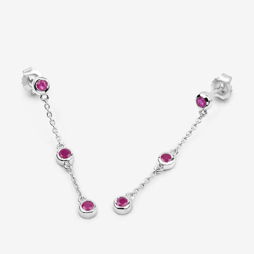 Bids.com 0.78 Carat Genuine Ruby .925 Sterling Silver Earrings Earrings White Smoke
