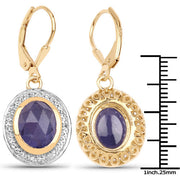 Bids.com 14K Yellow Gold Plated 7.42 Carat Genuine Tanzanite and White Topaz .925 Sterling Silver Earrings Earrings White Smoke