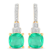 Bids.com 2.72 Carat Genuine Ethiopian Emerald and White Diamond 14K Yellow Gold Earrings Earrings White Smoke Default Title